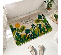 Hixingo Tapis de Bain Antidérapant Tapis Salle de Bain en Lin Absorbante, Motif Plante Vert Lavable Doux Séchage Rapide, Dos en Caoutchouc pour Douche, Cuisine, Entrée (Jardin,50x80cm)