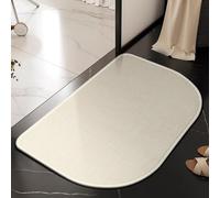 Hixingo Tapis de Bain Diatomite Antidérapant Tapis Salle de Bain Absorbant Séchage Rapide Couleur Unie Demi-Cercle Paillasson Tissé en Lin pour Douche, Baignoire, Cuisine, Entrée (Beige 2,60x90cm)