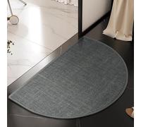 Hixingo Tapis de Bain Diatomite Antidérapant Tapis Salle de Bain Absorbant Séchage Rapide Couleur Unie Demi-Cercle Paillasson Tissé en Lin pour Douche, Baignoire, Cuisine, Entrée (Gris 1,50x80cm)