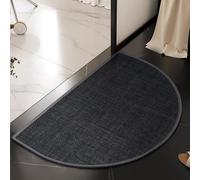 Hixingo Tapis de Bain Diatomite Antidérapant Tapis Salle de Bain Absorbant Séchage Rapide Couleur Unie Demi-Cercle Paillasson Tissé en Lin pour Douche, Baignoire, Cuisine, Entrée (Noir 1,50x80cm)