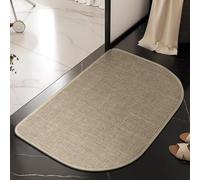 Hixingo Tapis de Bain Diatomite Antidérapant Tapis Salle de Bain Absorbant Séchage Rapide Couleur Unie Demi-Cercle Paillasson Tissé en Lin pour Douche, Baignoire, Cuisine, Entrée (Kaki 2,50x80cm)