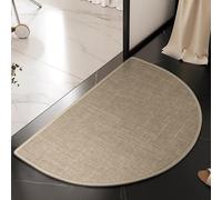 Hixingo Tapis de Bain Diatomite Antidérapant Tapis Salle de Bain Absorbant Séchage Rapide Couleur Unie Demi-Cercle Paillasson Tissé en Lin pour Douche, Baignoire, Cuisine, Entrée (Kaki 1,45x70cm)