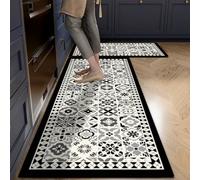 Hixingo Tapis de Cuisine Devant Evier Antidérapant Lavable, Style Campagne Vintage Tapis Couloir en Diatomite Absorbant Séchage Rapide pour Buanderie, Cuisine, Salle de Bain (Tiles Gris,40x120cm)