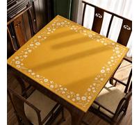 Hixingo Tapis de Mahjong Antidérapant Épais 80x80cmx2,5mm Tapis de Table de Jeu Professionnel Antibruit pour Dominos, Protège-Table, Fleur Sauvage (706A Jaune Moutarde,1)