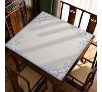 Hixingo Tapis de Mahjong Antidérapant Épais 80x80cmx2,5mm Tapis de Table de Jeu Professionnel Antibruit pour Dominos, Protège-Table, Fleur Sauvage (706A Bleu Gris,1)
