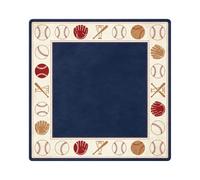 Hixingo Tapis de Mahjong Antidérapant Épais 80x80cmx2,5mm Tapis de Table de Jeu Professionnel Antibruit pour Dominos, Protège-Table (B01 Baseball,1)