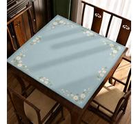 Hixingo Tapis de Mahjong Antidérapant Épais 80x80cmx2,5mm Tapis de Table de Jeu Professionnel Antibruit pour Dominos, Protège-Table, Fleur Sauvage (706A Bleu Laiteux,1)