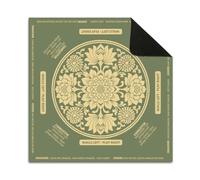 Hixingo Tapis de Mahjong avec des Règles Floral de Bon Augure (Vert,90x90cm)