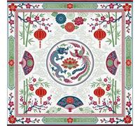 Hixingo Tapis de Mahjong, Style Chinois Tapis de Jeu Antidérapant Épais Antibruit, Tapis de Table Professionnel avec Dos en Caoutchouc pour Dominos Cartes (Dragon et Phénix,100x100cm)