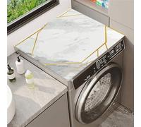 Hixingo Tapis de Protection pour Dessus de Machine à Laver, Housse de Machine à Laver Marbre 3D Antidérapant et Résistant aux Rayures pour Buanderie Réfrigérateur et Cuisine (Monture dorée,50x60cm)