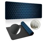 Hixingo Tapis de Souris XXL, 3D Couleur nid d'abeille, Tapis de Souris Gamer, Tapis Souris avec Bords Cousus, Tapis de Souris en Base Antidérapante Convient pour Gaming (900x400x3mm,Bleu 1)