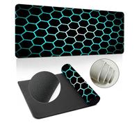 Hixingo Tapis de Souris XXL, 3D Couleur nid d'abeille, Tapis de Souris Gamer, Tapis Souris avec Bords Cousus, Tapis de Souris en Base Antidérapante Convient pour Gaming (900x400x3mm,Aqua)