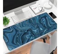 Hixingo Tapis de Souris XXL,Fluide Abstrait Coloré Tapis de Souris Gamer,Tapis Souris avec Bords Cousus,Tapis de Souris en Base Antidérapante,Convient pour Gaming,Maison (800x300x3mm,Bleu Profond)