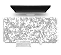 Hixingo Tapis de Souris XXL, Lignes de Contour Colorées Tapis de Souris Gamer, Tapis Souris avec Bords Cousus, Tapis de Souris en Base Antidérapante Convient pour Gaming (800x300x3mm,Blanc)