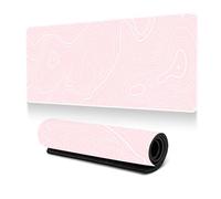 Hixingo Tapis de Souris XXL, Tapis de Souris Gamer, 3D Lignes de Contour Abstraites Tapis Souris avec Bords Cousus, Tapis de Souris en Base Antidérapante Convient pour Gaming (800x300x3mm,Rose)