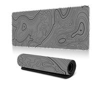 Hixingo Tapis de Souris XXL, Tapis de Souris Gamer, 3D Lignes de Contour Abstraites Tapis Souris avec Bords Cousus, Tapis de Souris en Base Antidérapante Convient pour Gaming (1000x500x3mm,Gris 2)