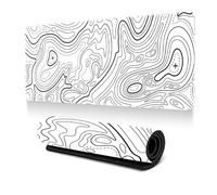 Hixingo Tapis de Souris XXL, Tapis de Souris Gamer, 3D Lignes de Contour Abstraites Tapis Souris avec Bords Cousus, Tapis de Souris en Base Antidérapante Convient pour Gaming (800x300x3mm,Blanc)