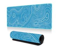 Hixingo Tapis de Souris XXL, Tapis de Souris Gamer, 3D Lignes de Contour Abstraites Tapis Souris avec Bords Cousus, Tapis de Souris en Base Antidérapante Convient pour Gaming (900x400x3mm,Bleu)