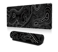 Hixingo Tapis de Souris XXL, Tapis de Souris Gamer, 3D Lignes de Contour Abstraites Tapis Souris avec Bords Cousus, Tapis de Souris en Base Antidérapante Convient pour Gaming (800x300x3mm,Noir)