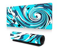 Hixingo Tapis de Souris XXL, Vortex Multicolore Abstrait, Tapis de Souris Gamer, Tapis Souris avec Bords Cousus, Tapis de Souris en Base Antidérapante Convient pour Gaming (Aqua,600x300x3mm)