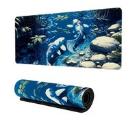 Hixingo Tapis de Souris XXL/XL/L, 3D Imprimé Carpe Tapis de Souris Gamer, Accessoire Bureau avec Bords Cousus, Mouse Pad en Base Antidérapante, Convient pour Gaming (Décor 8,600x300x3mm)
