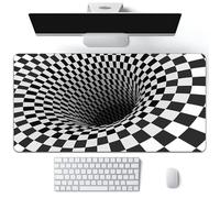 Hixingo Tapis de Souris XXL/XL/L, Tapis de Souris Gamer, 3D Illusions d'optique Tapis Souris avec Bords Cousus, Tapis de Souris en Base Antidérapante Convient (Blanc,800x300x3mm)