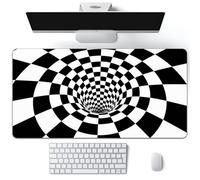 Hixingo Tapis de Souris XXL/XL/L, Tapis de Souris Gamer, 3D Illusions d'optique Tapis Souris avec Bords Cousus, Tapis de Souris en Base Antidérapante Convient (Noir Blanc,800x300x3mm)
