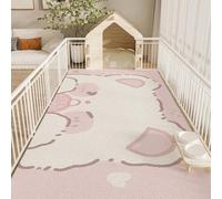 Hixingo Tapis Gamelle Chat et Chien, PVC Tapis Nourriture Eau Chien & Chat Absorbant Antidérapant Carpet Animaux de Compagnie Lavable Facile à Nettoyer (Ours Blanc,60 * 90cm)