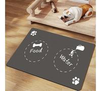 Hixingo Tapis Gamelle Chat et Chien, Tapis Nourriture Eau Chien & Chat Absorbant Antidérapant Carpet Animaux de Compagnie Lavable Facile à Nettoyer -Kawaii (Gris foncé,50x80cm)