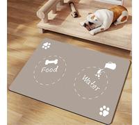 Hixingo Tapis Gamelle Chat et Chien, Tapis Nourriture Eau Chien & Chat Absorbant Antidérapant Carpet Animaux de Compagnie Lavable Facile à Nettoyer -Kawaii (Kaki,50x80cm)