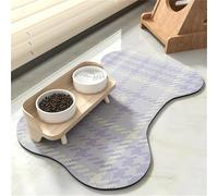 Hixingo Tapis Gamelle Chat et Chien, Tapis Nourriture Eau Chien & Chat Absorbant Antidérapant Carpet Animaux de Compagnie Facile à Nettoyer - Plaid Pied-de-Poule (Violet,30x40cm)