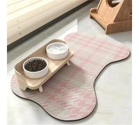 Hixingo Tapis Gamelle Chat et Chien, Tapis Nourriture Eau Chien & Chat Absorbant Antidérapant Carpet Animaux de Compagnie Facile à Nettoyer - Plaid Pied-de-Poule (Rose,50x80cm)