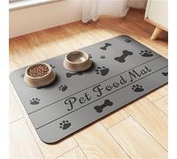 Hixingo Tapis Gamelle Chat et Chien, Tapis Nourriture Eau Chien & Chat Absorbant Antidérapant Carpet Animaux de Compagnie Lavable Facile à Nettoyer -Kawaii (Gris,30x50cm)