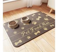 Hixingo Tapis Gamelle Chat et Chien, Tapis Nourriture Eau Chien & Chat Absorbant Antidérapant Carpet Animaux de Compagnie Lavable Facile à Nettoyer -Kawaii (Café,50x80cm)