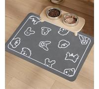 Hixingo Tapis Gamelle Chat et Chien, Tapis Nourriture Eau Chien & Chat Absorbant Antidérapant Carpet Animaux de Compagnie Lavable Facile à Nettoyer, 3D Simple (Gris,40x60cm)