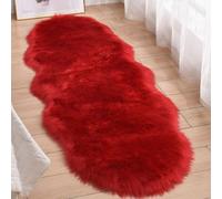 Hixingo Tapis Salon à Poils Longs, Forme de Nuage Tapis Chambre Antidérapant Confortable, Moquette Shaggy, Moquette en Fourrure Synthétique, Carpet Moelleux pour Chambre Salon (Rouge,60x90cm)