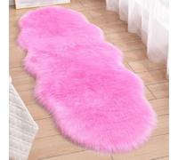 Hixingo Tapis Salon à Poils Longs, Forme de Nuage Tapis Chambre Antidérapant Confortable, Moquette Shaggy, Moquette en Fourrure Synthétique, Carpet Moelleux pour Chambre Salon (Rose foncé,60x160cm)