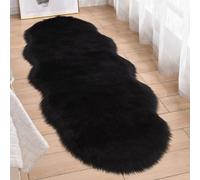 Hixingo Tapis Salon à Poils Longs, Forme de Nuage Tapis Chambre Antidérapant Confortable, Moquette Shaggy, Moquette en Fourrure Synthétique, Carpet Moelleux pour Chambre Salon (Noir,60x180cm)