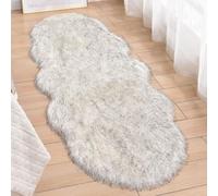 Hixingo Tapis Salon à Poils Longs, Forme de Nuage Tapis Chambre Antidérapant Confortable, Moquette Shaggy, Moquette en Fourrure Synthétique, Carpet Moelleux pour Chambre Salon (Argent,60x160cm)