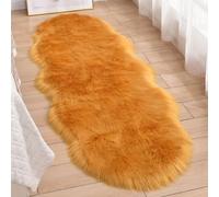 Hixingo Tapis Salon à Poils Longs, Forme de Nuage Tapis Chambre Antidérapant Confortable, Moquette Shaggy, Moquette en Fourrure Synthétique, Carpet Moelleux pour Chambre Salon (Camel,60x180cm)