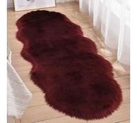Hixingo Tapis Salon à Poils Longs, Forme de Nuage Tapis Chambre Antidérapant Confortable, Moquette Shaggy, Moquette en Fourrure Synthétique, Carpet Moelleux pour Chambre Salon (Rouge foncé,60x150cm)