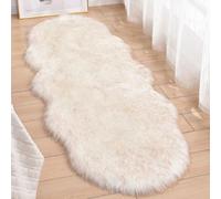 Hixingo Tapis Salon à Poils Longs, Forme de Nuage Tapis Chambre Antidérapant Confortable, Moquette Shaggy, Moquette en Fourrure Synthétique, Carpet Moelleux pour Chambre Salon (Beige,60x180cm)
