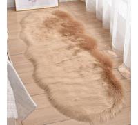 Hixingo Tapis Salon à Poils Longs, Forme de Nuage Tapis Chambre Antidérapant Confortable, Moquette Shaggy, Moquette en Fourrure Synthétique, Carpet Moelleux pour Chambre Salon (Kaki,60x220cm)