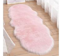 Hixingo Tapis Salon à Poils Longs, Forme de Nuage Tapis Chambre Antidérapant Confortable, Moquette Shaggy, Moquette en Fourrure Synthétique, Carpet Moelleux pour Chambre Salon (Rose,60x220cm)