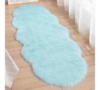 Hixingo Tapis Salon à Poils Longs, Forme de Nuage Tapis Chambre Antidérapant Confortable, Moquette Shaggy, Moquette en Fourrure Synthétique, Carpet Moelleux pour Chambre Salon (Bleu,60x90cm)