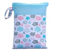 Hixingo Wasserdichte Nasstasche, Nasstaschen NASS Trocken Beutel Kinder Wiederverwendbar Wetbag mit Reißverschluss 25x35cm Nassbeutel Kindergarten Wäschesack für Reise (Nuages,4 Pièces)