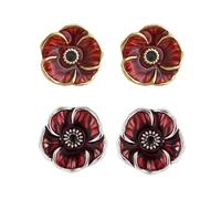 HIXNUG Lot de 2 paires de boucles d'oreilles à tige en forme de coquelicot en émail rouge Lest We Forget