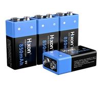 Hixon Pile 9V 850mAh Rechargeable Lithium-ION Batterie Haute Performance Piles pour Système Alarme Multimètre Détecteur de Fumée Microphone Appareils Numériques Télécommandes Universelles, Lot de 4