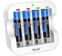 Hixon Piles AAA Rechargeable Lithium 1.5V 1100mWh, Lot de 4 Lithium AAA Batteries Rechargeables et Chargeur Rapide