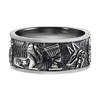 hixswnu Bague rétro en Argent S925 pour Hommes, Bague de Queue de Conception de Locomotive personnalisée, Bijoux de Mode inspirés des Dieux égyptiens, Cadeau Unique pour Lui